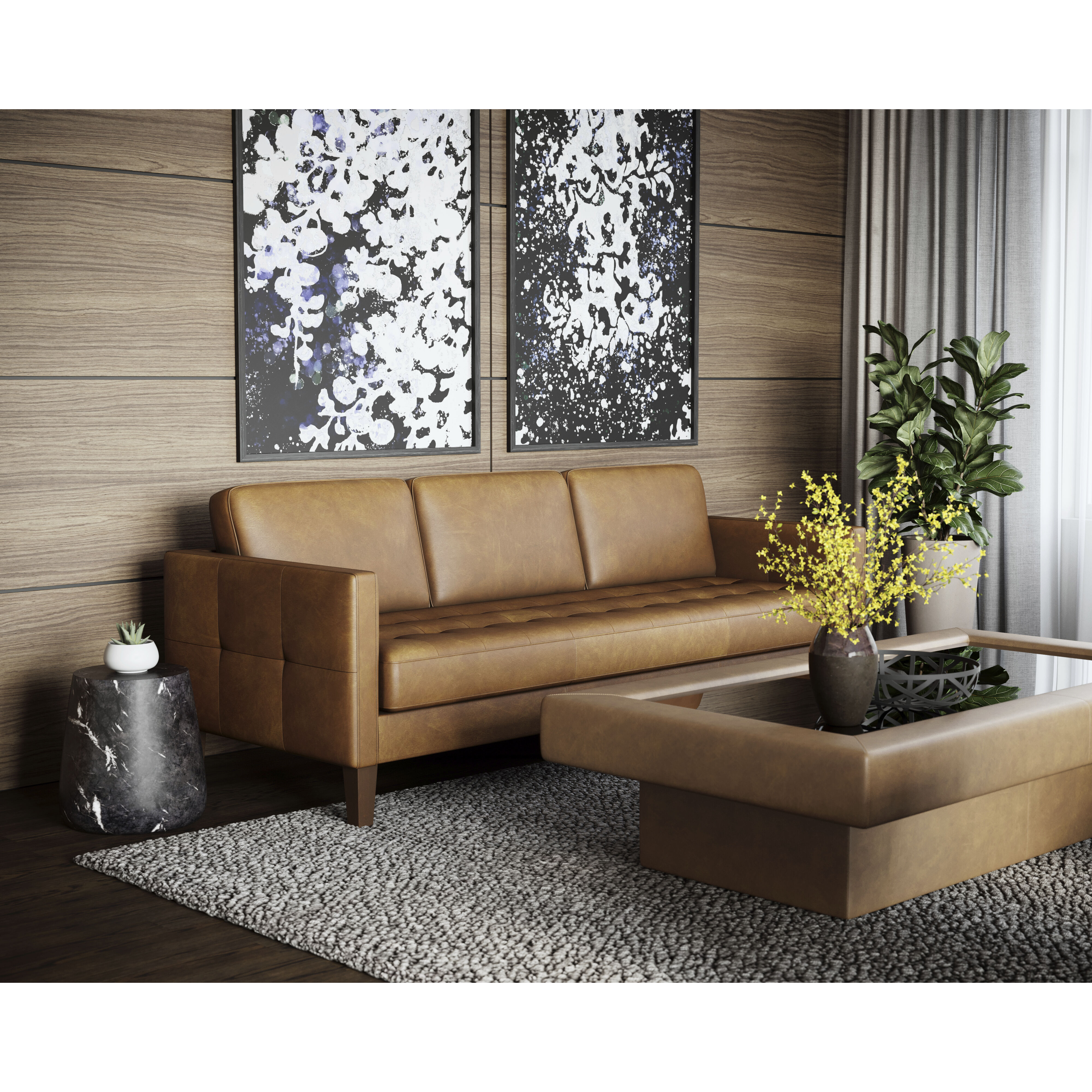 Karmelo Cognac Leather Sofa